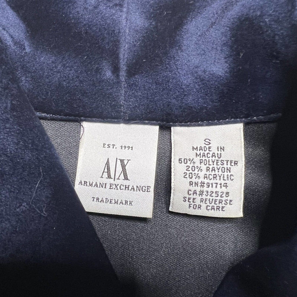 Armani Exchange Blue Velvet Button Down Shirt Mens Size Small Vintage Collared - Picture 3 of 11